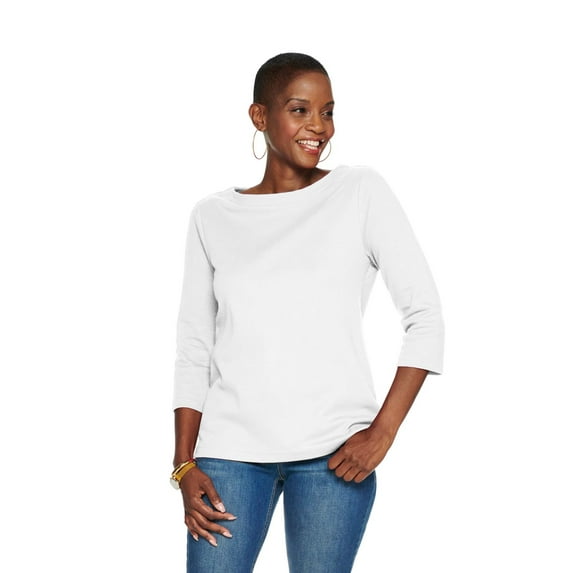 Women's Croft & Barrow® Boatneck Top Color: Bright White Size: LARGE