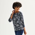 thumbnail image 1 of Women's Croft & Barrow® Boatneck Top Color: Navy Blooms Size: LARGE, 1 of 4