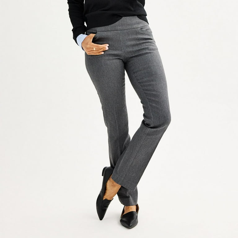 Women s Croft Barrow Effortless Stretch Pull On Bootcut Pants Color Heather Gray Size 10 T L