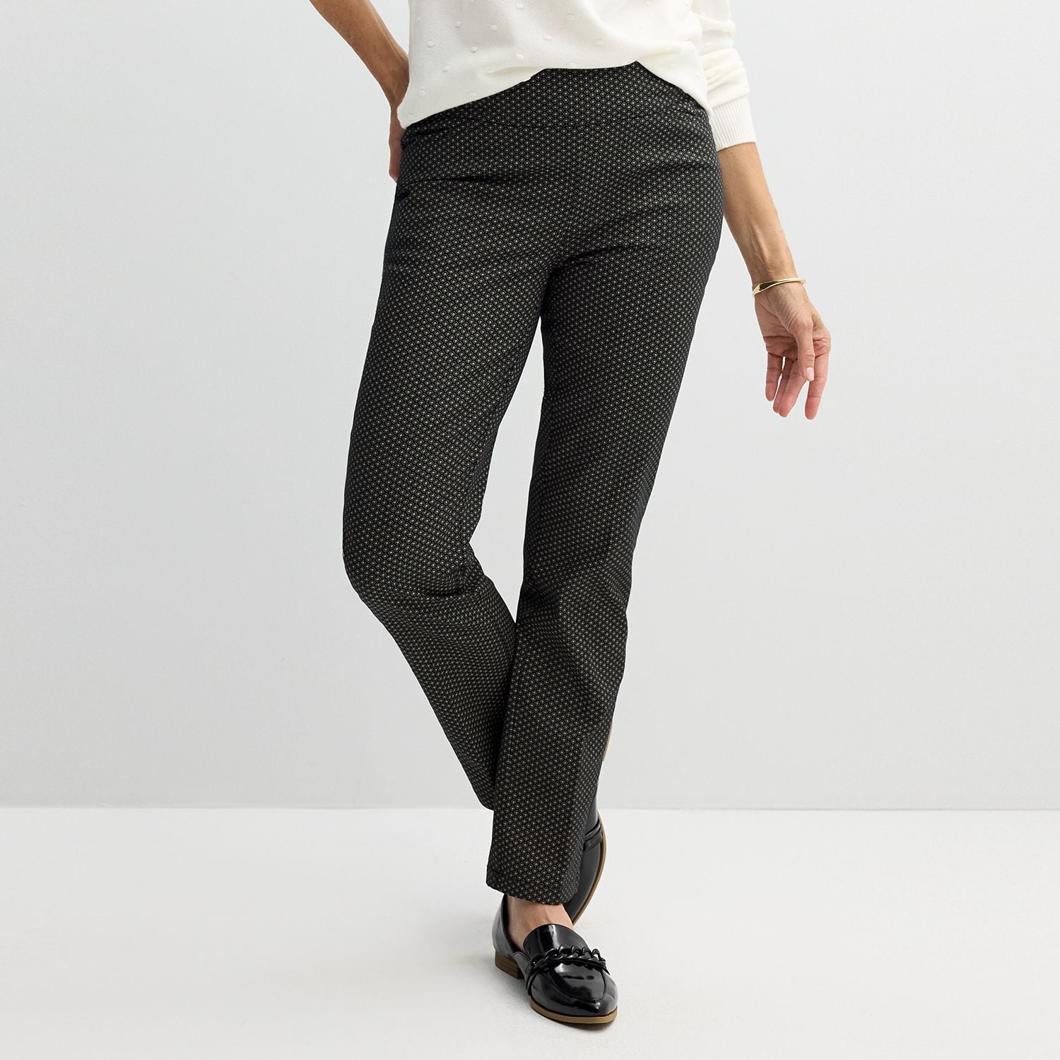 フィットネスボトムス BARROW Women Straight Pants F4BKJUFP136 110 Black Women's Croft & Barrow® Effortless Stretch Pull-On Straight
