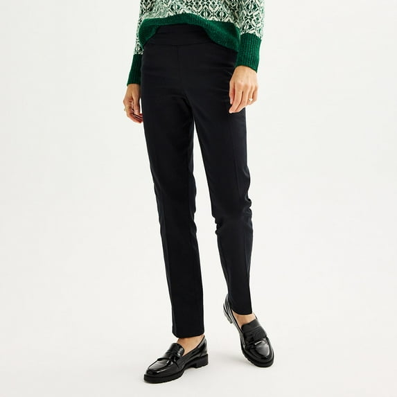 Women's Croft & Barrow® Effortless Stretch Pull-On Straight-Leg Pants Color: Black Size: 10
