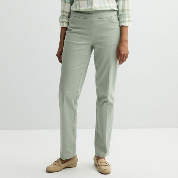 Women's Croft & Barrow® Effortless Stretch Pull-On Straight-Leg Pants Color: Emerson Green Size: 16