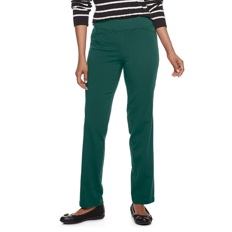 Women s Croft Barrow Effortless Stretch Pull On Straight Leg Pants Walmart