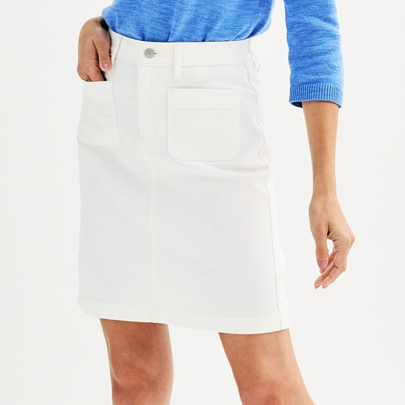 Women's Croft & Barrow® Polished Denim Skirt Color: Bright White Size: 10