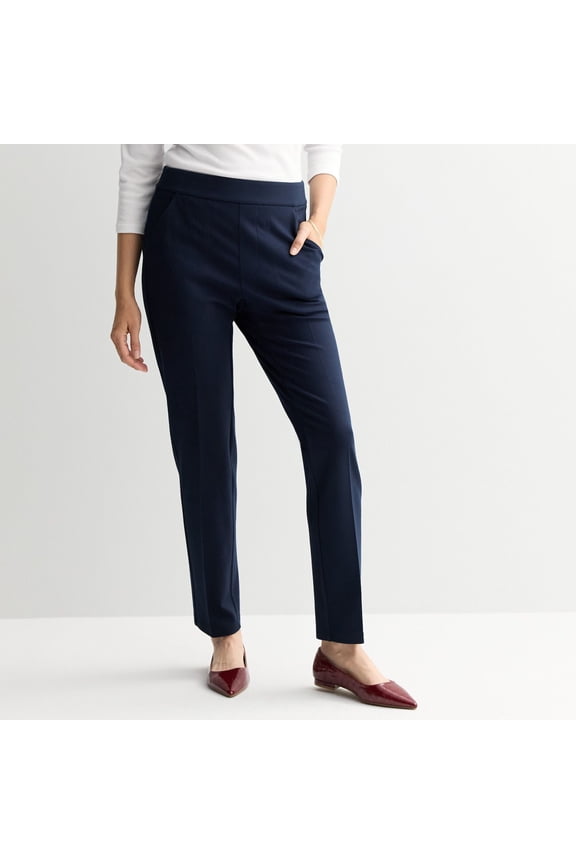 Women's Croft & Barrow® Ponte Slant-Pocket Pull-On Pants Color: Genuine Navy Size: X LARGE