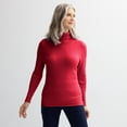 thumbnail image 1 of Women's Croft & Barrow® Ribbed Turtleneck Sweater Color: Delicious Apple Size: LARGE, 1 of 4