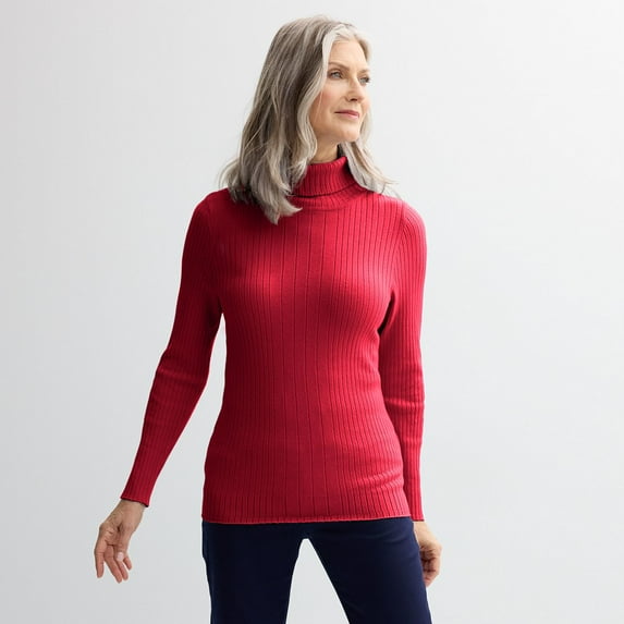 Women's Croft & Barrow® Ribbed Turtleneck Sweater Color: Delicious Apple Size: LARGE