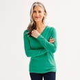 thumbnail image 1 of Women's Croft & Barrow® The Extra Soft V-Neck Sweater Color: Peacock Green Size: SMALL, 1 of 4
