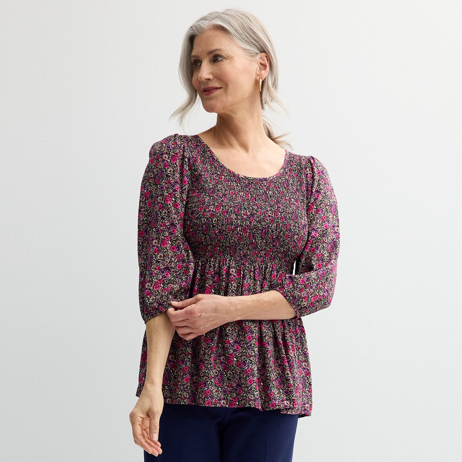 SHAYLA ROSE FLORAL SMOCKED BLOUSE TOP main image 1