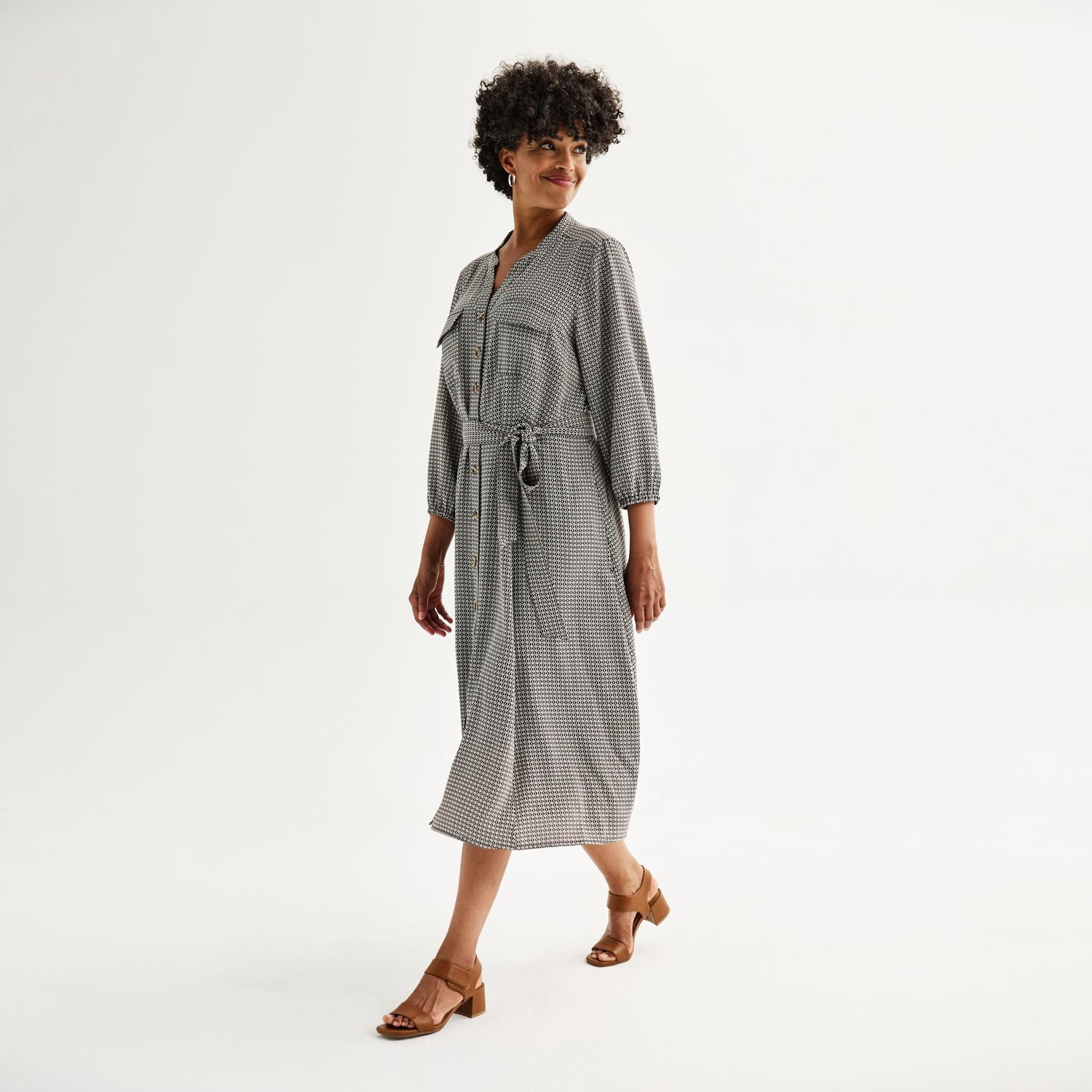 croft and barrow maxi dress Women's Croft & Barrow Y-Neck Maxi Shirtdress Color: Rust Blooms Size: XX  LARGE