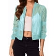thumbnail image 1 of Women's Crop Mesh Sheer Bomber Jackets Lightweight Long Sleeve Zip Up Jacket Outwear, 1 of 6