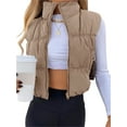 thumbnail image 1 of Women's Crop Puffer Vest Zip Up Front Lightweight Warm Long Sleeve Tops, 1 of 4