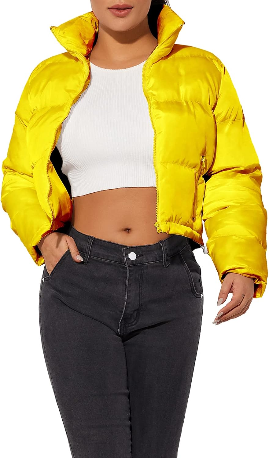 Women's Crop Short Jacket Cropped Puffer Fashion Jackets for Women Warm