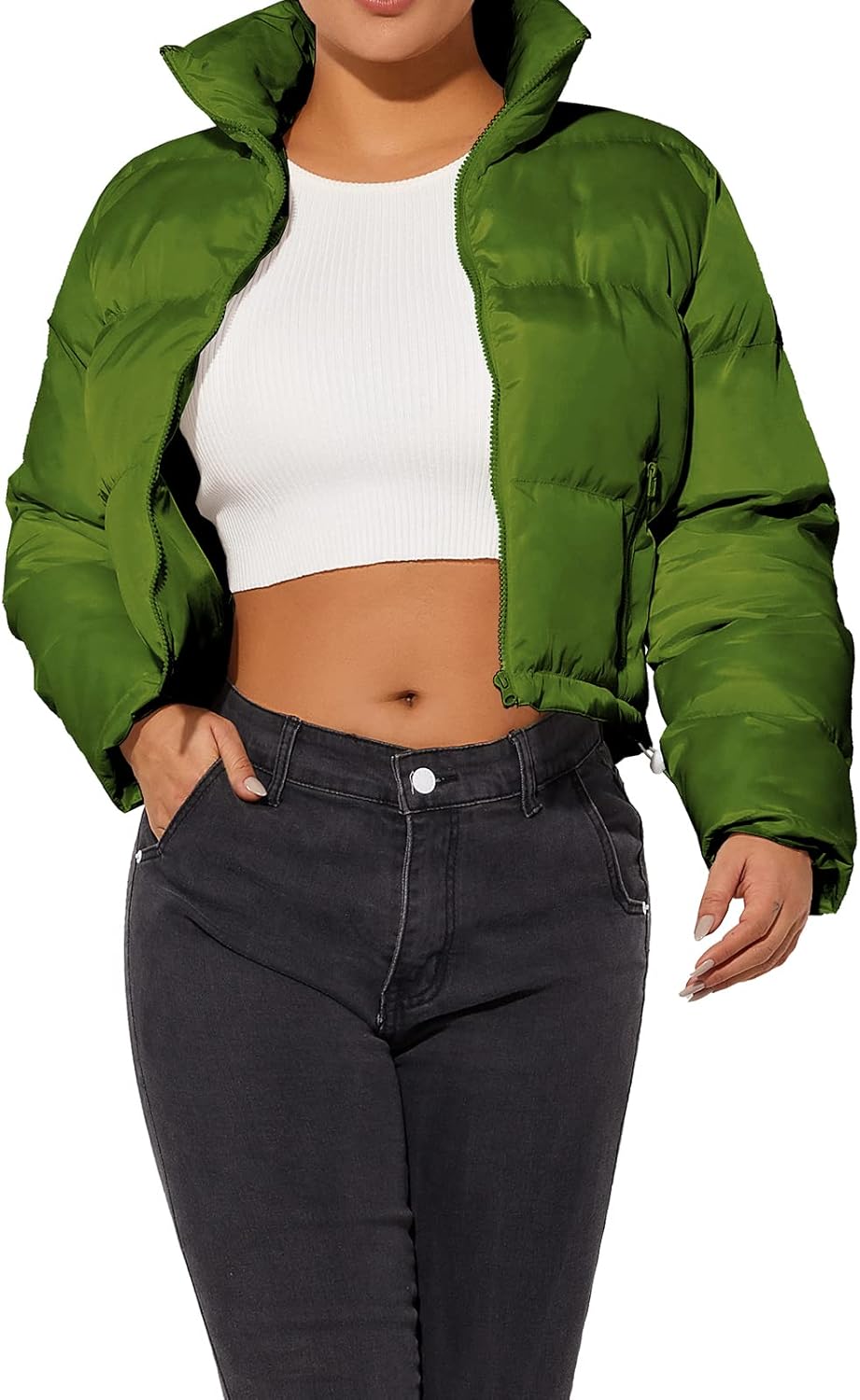 Women's Crop Short Jacket Cropped Puffer Fashion Jackets for Women Warm