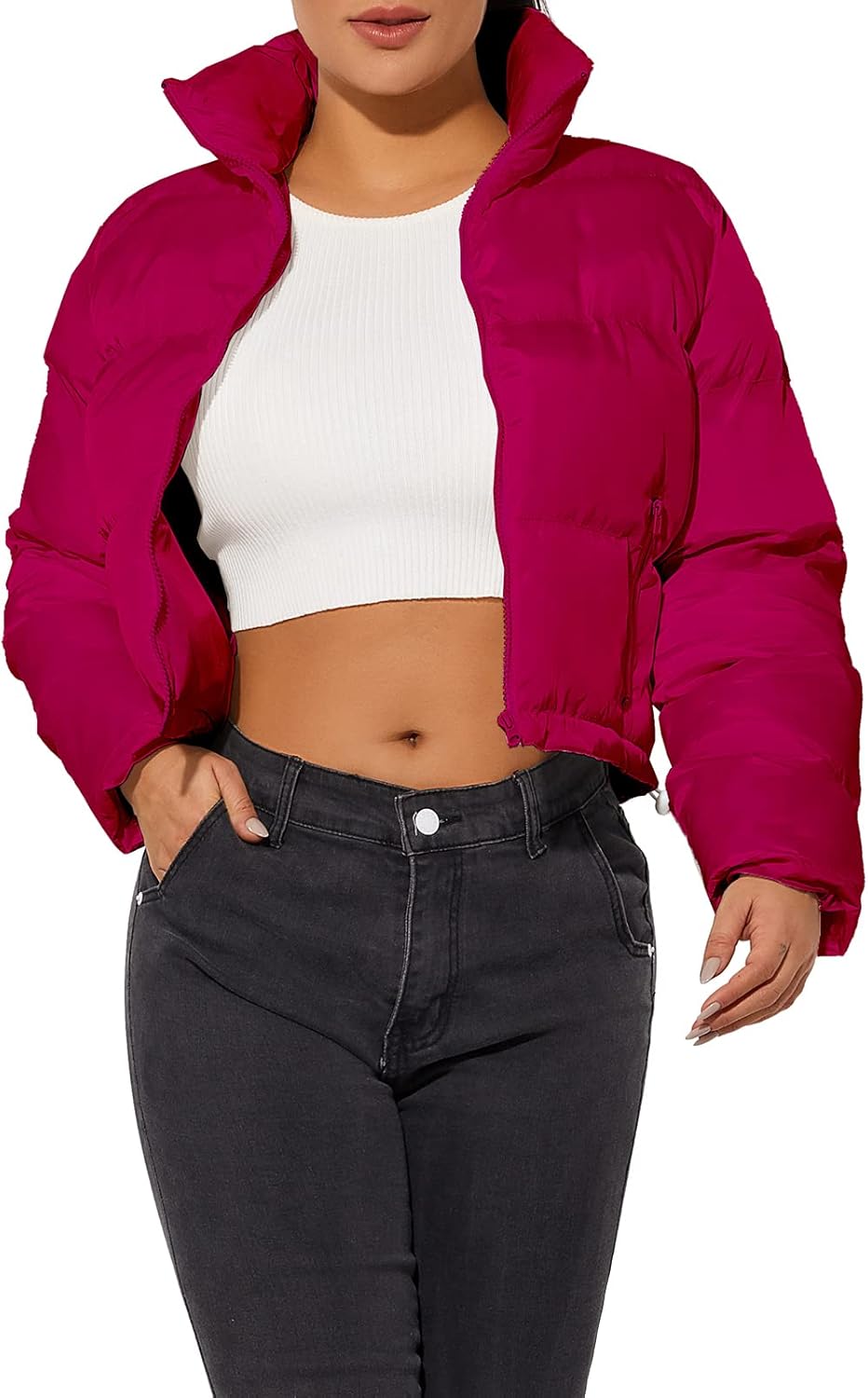 Women's Crop Short Jacket Cropped Puffer Fashion Jackets for Women Warm