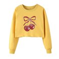 thumbnail image 1 of Women's Crop Sweatshirts Fruit Cherry Print Cute Pullover Long Sleeve Tops for Teen Girls Short Blouses (S, Yellow), 1 of 7