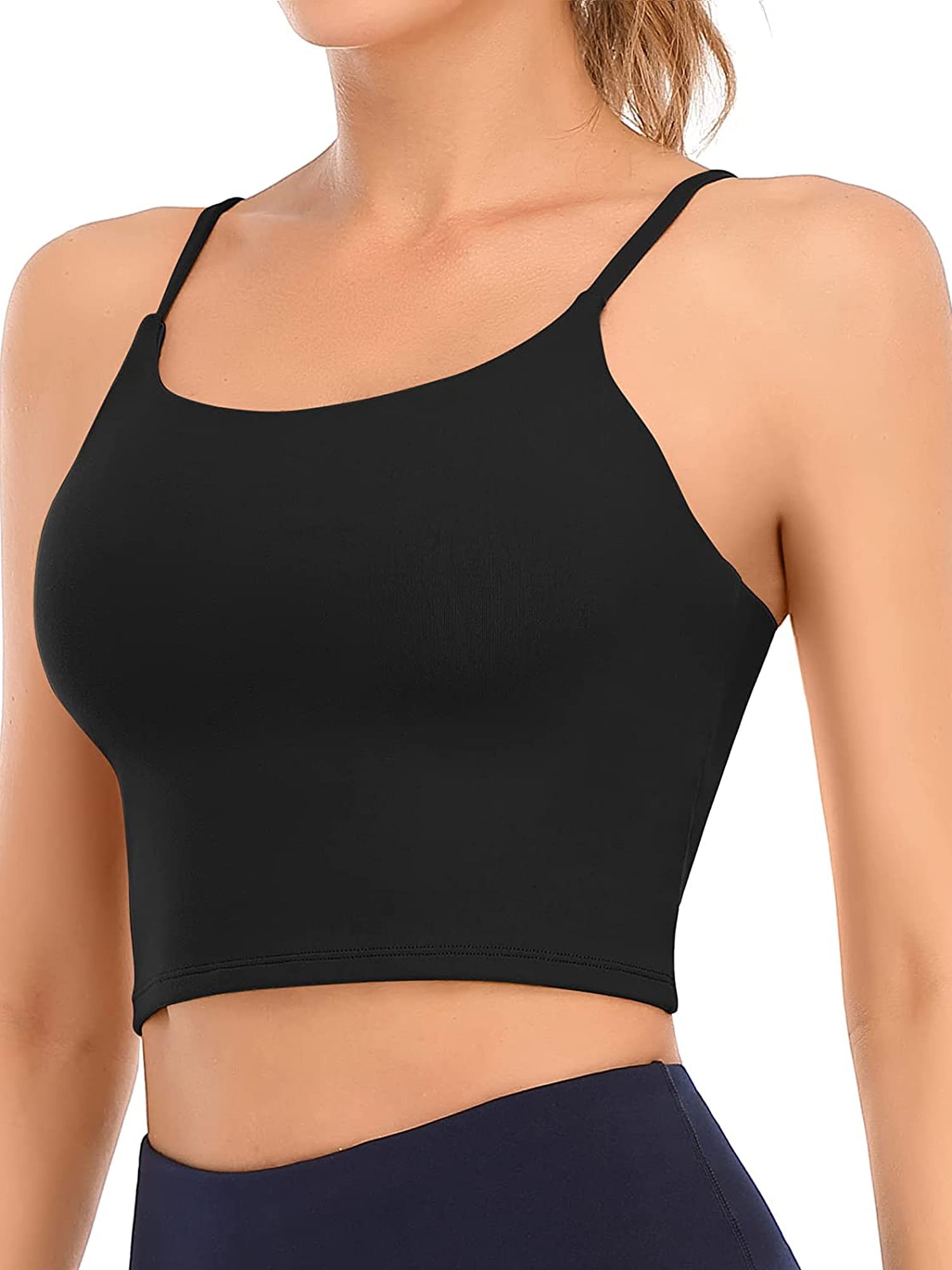 Women's Crop Tank Top with Bra Spaghetti Strap Athletic Yoga Sports Bras
