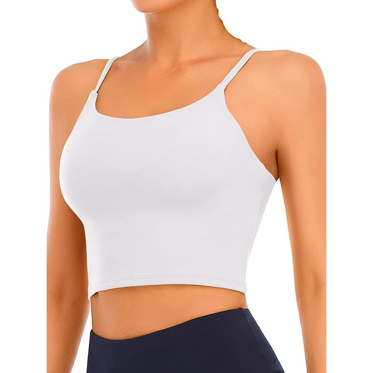 Women's Crop Tank Top with Bra Spaghetti Strap Athletic Yoga Sports Bras