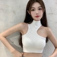 thumbnail image 1 of Women's Crop Tank Top with Built-in Bra Sleeveless Vest Solid Color Camisole, 1 of 5