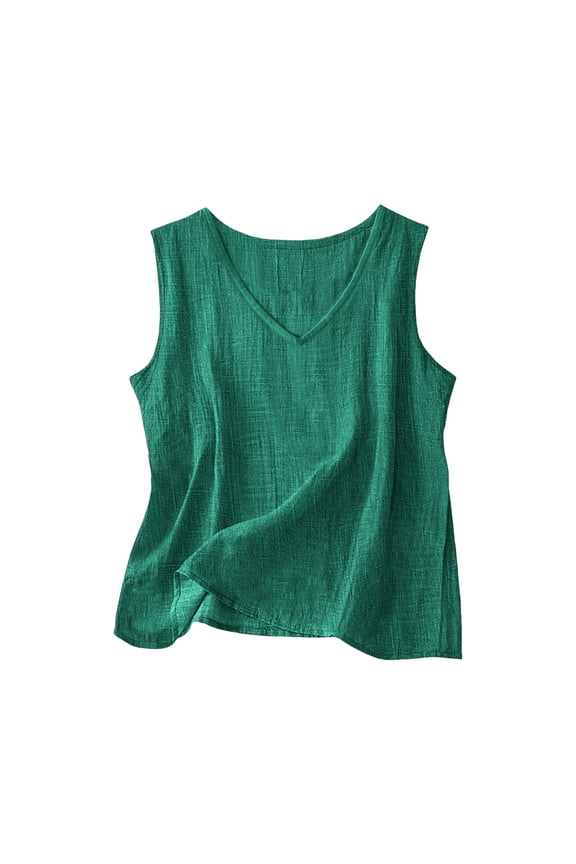 Women's Crop Tank Tops V Neck Summer Sleeveless Cami Shirts Loose Fit Casual Flowy Basic Tee Tops