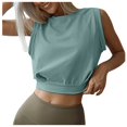 thumbnail image 1 of Women's Crop Top Athletic Shirts - Sleeveless Yoga Tops for Running/Gym - Soft Cotton Material, Trendy Loose Fit, 1 of 8