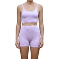 thumbnail image 1 of Women's Crop Top Daisy Del Sol Cami High Waisted Biker Shorts Yoga Athleisure Loungewear Co Ord Two Piece Matching Set, 1 of 6