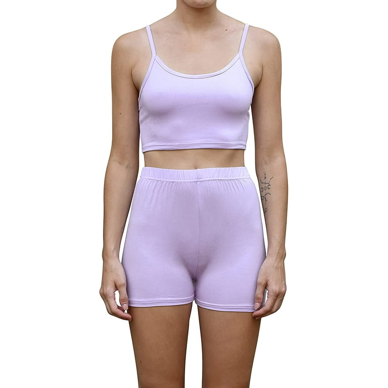 Women s Crop Top Daisy Del Sol Cami High Waisted Biker Shorts Yoga