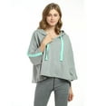 thumbnail image 1 of Women’s Crop Top Hoodie Sweatshirt Oversized Casual 3/4 Sleeve One Size Grey, 1 of 7