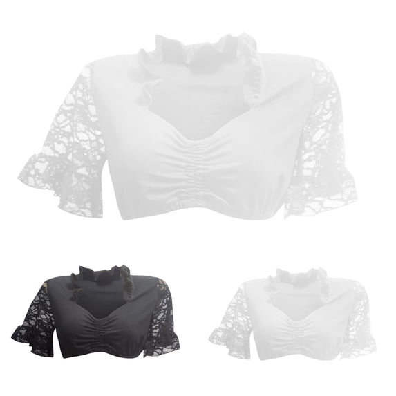 Women's Crop Top Long Sleeve Shrug JIANLAI Beer Festival Costumes Elegant Blouses Traditional Classy Crop Shirts (S-3XL) Black