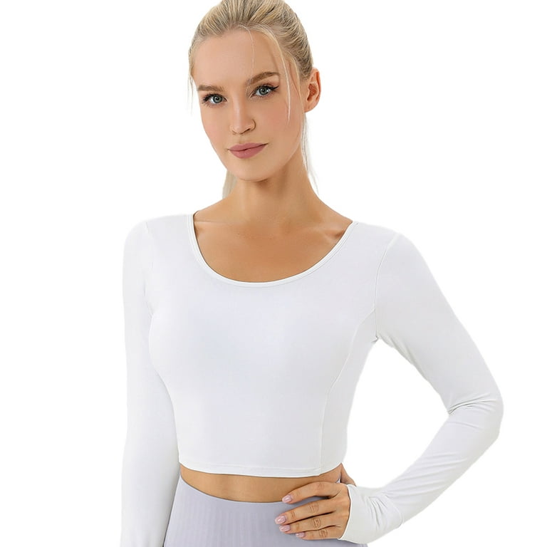 White Crop Top Shirt - Women - Seamless