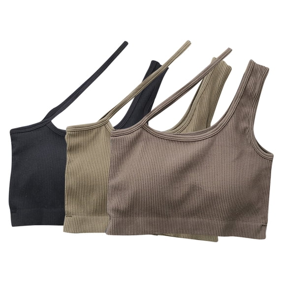 Women's Crop Tops Shoulder Ribbed Seamless Exercise Workout Tank Tops
