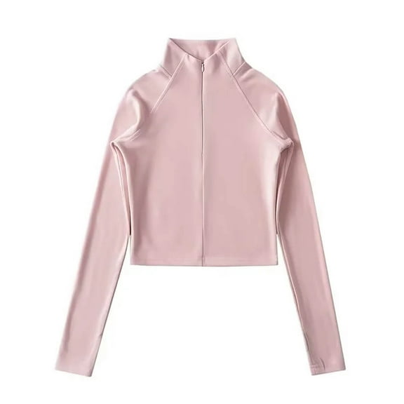 Women's Crop Tops Solid-Color Wool Blend Thermal Half-Turtleneck Long-Sleeve Base Layer Top