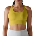 thumbnail image 1 of Women's Crop Tops Yoga Workout Sport Sleeveless Tops Quick Dry Slim Shaping Back Fitness Stretchy Tank Tops with Bra Yellow,XL, 1 of 6