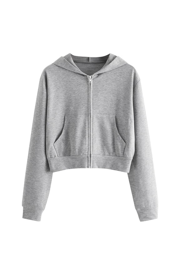 Women's Crop Zip Up Hoodie Pocket Drawstring Basic Zipper Hooded Sweatshirt Embroidery Butterfly Workout Cropped Jacket