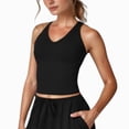 thumbnail image 1 of Women's Cropped Active Tank Top with Built-In Bra and Racerback Design - Large, Black, 1 of 6