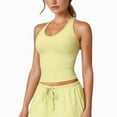 thumbnail image 1 of Women's Cropped Active Tank Top with Built-In Bra and Racerback Design - Small, Yellow, 1 of 6