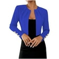 thumbnail image 1 of Women's Cropped Blazer Long Sleeve Open Front Fitted Office Work Jacket Elegant Lightweight Suit Coat, 1 of 6