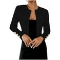 thumbnail image 1 of Women's Cropped Blazer Long Sleeve Open Front Fitted Office Work Jacket Elegant Lightweight Suit Coat, 1 of 6