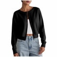 thumbnail image 1 of Women's Cropped Bolero Button Shrug Crew Neck Open Front Knit Sweater Lightweight Layering Piece Early Fall Fashion Essential, 1 of 4