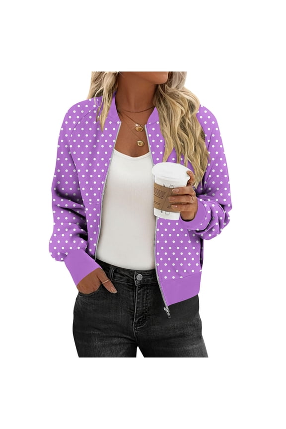 Women's Cropped Bomber Jacket Lightweight Casual Zip up Outerwear Long Sleeve Windbreaker with Pockets