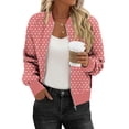 thumbnail image 1 of Women's Cropped Bomber Jacket Lightweight Casual Zip up Outerwear Long Sleeve Windbreaker with Pockets, 1 of 4