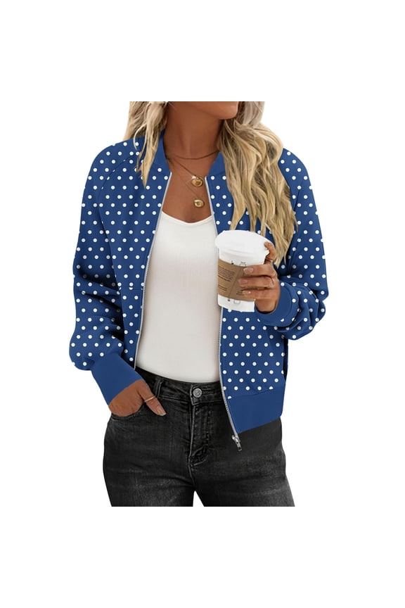 Women's Cropped Bomber Jacket Lightweight Casual Zip up Outerwear Long Sleeve Windbreaker with Pockets