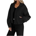 thumbnail image 1 of Women's Cropped Bomber Jackets Casual Zip Up Textured Jacket Lightweight Hooded Coats Dressy Outerwear with Pocket, 1 of 6