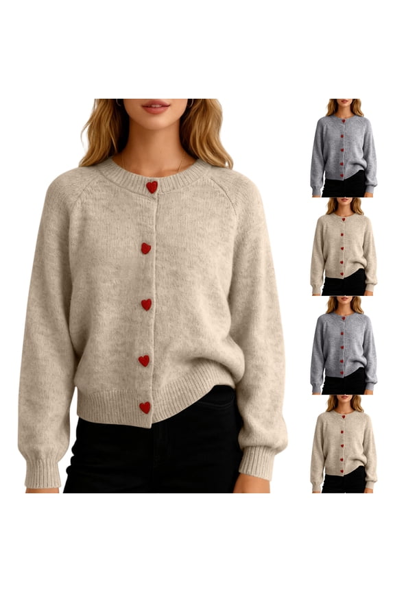 Women's Cropped Cardigan Long Sleeve Knit Button Down Fall Wrap (Gray, One Size)