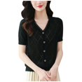 thumbnail image 1 of Women's Cropped Cardigan Puff Short Sleeve V Neck Button Sweater Top Soft Comfortable Casual Knitwear, 1 of 1