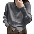 thumbnail image 1 of Women's Cropped Cardigan Solid Button Down Crew Neck Long Sleeve Sweaters Casual Classic Fit Soft Knit Basic Tops, 1 of 5