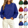 thumbnail image 1 of Women's Cropped Crewneck Sweatshirts Casual Long Sleeve Cropped Shirts with Kangaroo Pockets Solid Color Pullover Sweat Shirts, 1 of 8
