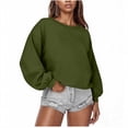thumbnail image 1 of Women's Cropped Fleece Sweatshirt Casual Long Sleeve Crew Neck Sweatshirts Lightweight Cozy Solid Color Sports Pullover Tops, 1 of 5