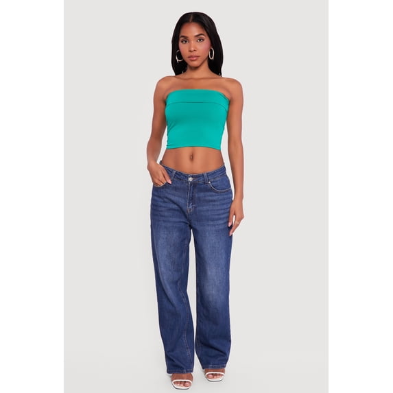 Women's Cropped Fold Over Tube Top