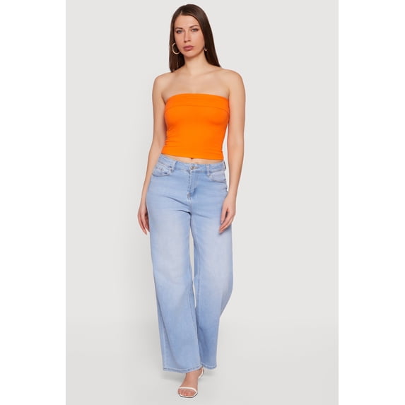 Women's Cropped Fold Over Tube Top